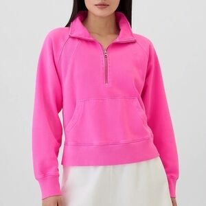 Gap quarter zip relaxed fleece faded neon pink